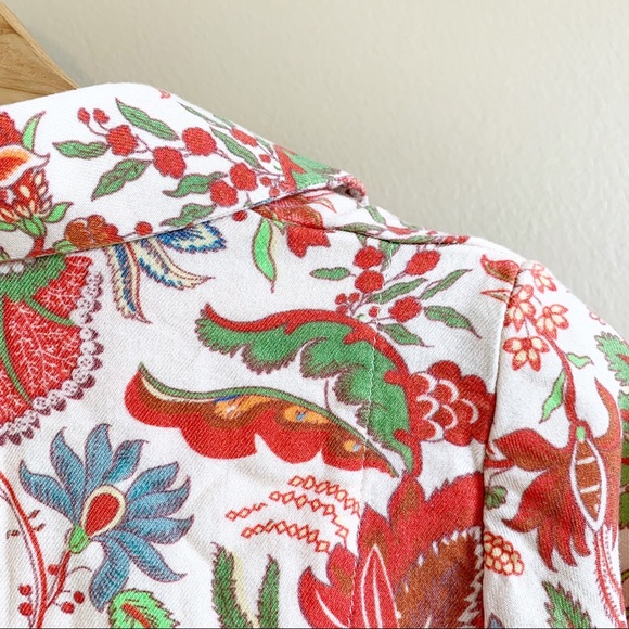 GRETCHEN SCOTT floral top Ruffle sleeve fall color RELISTED - Picture 7 of 9